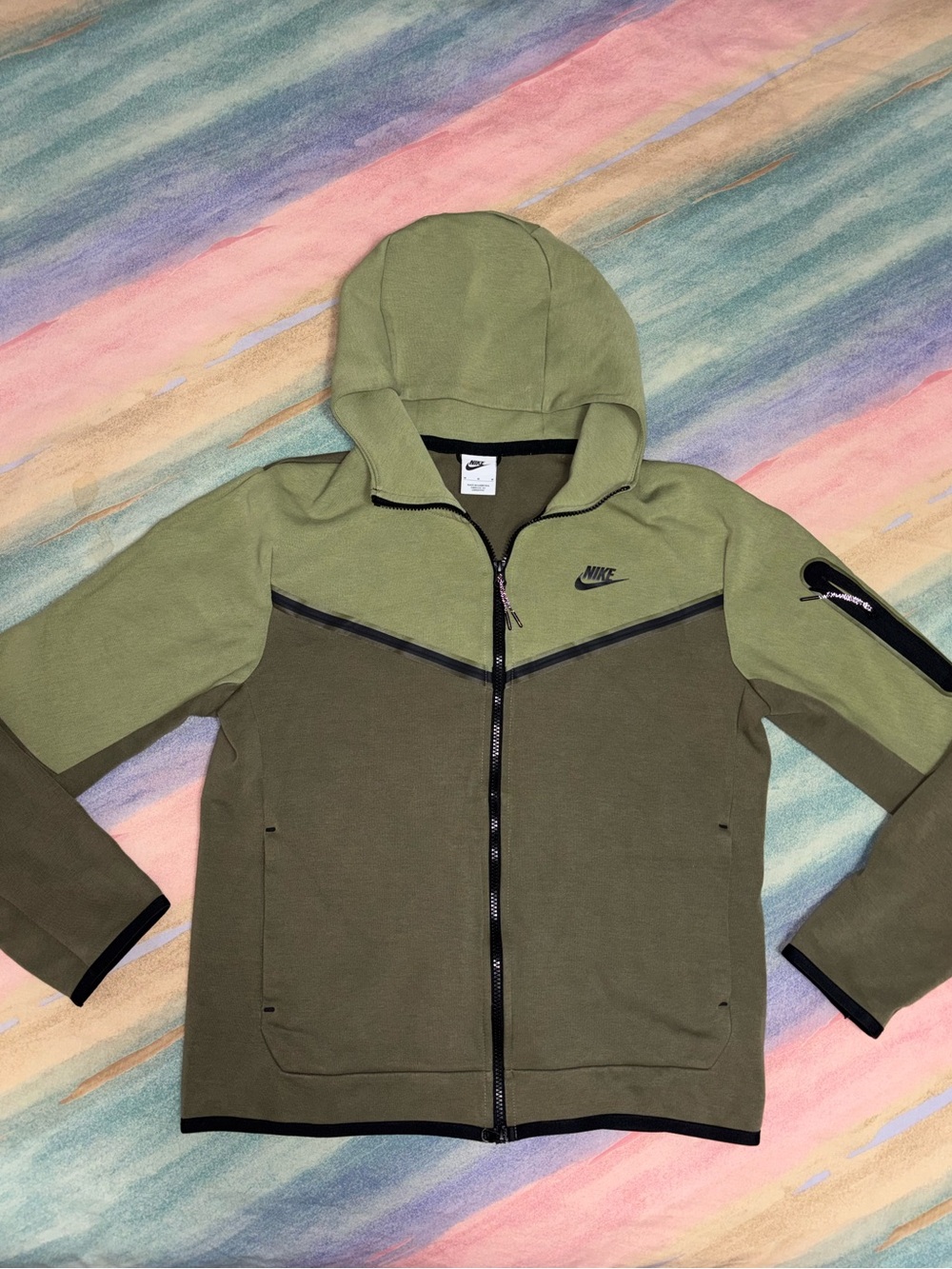 NIKE Sportswear Men's Full Zip Tech Fleece Hoodie Pistachio Green size M